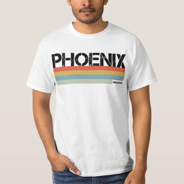 Phoenix City Vintag Retro 80's Stripes T-Shirt (Vorderseite)