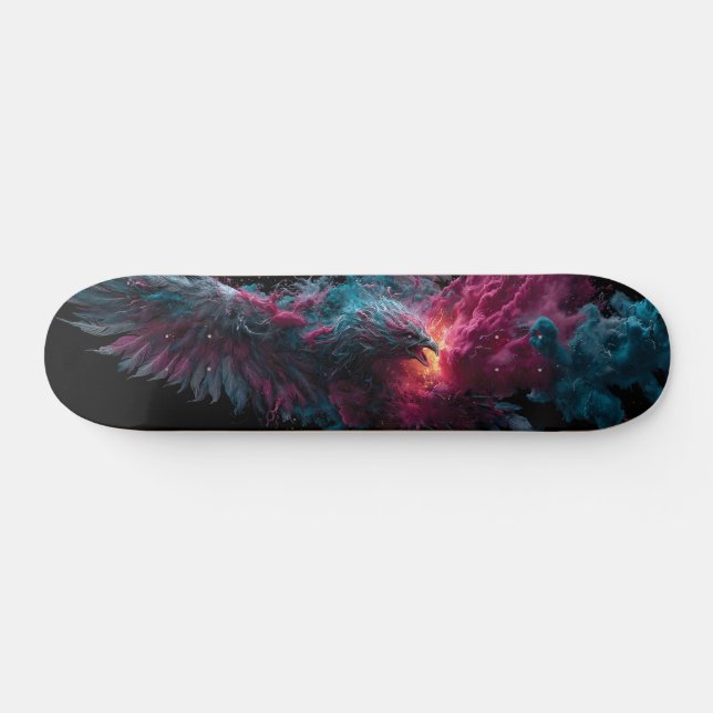 Phoenix, das in einer Explosion lebendiger Farben  Skateboard (Horizontal)