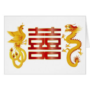 Phoenix-Drache-Doppelt-Glück-Karte