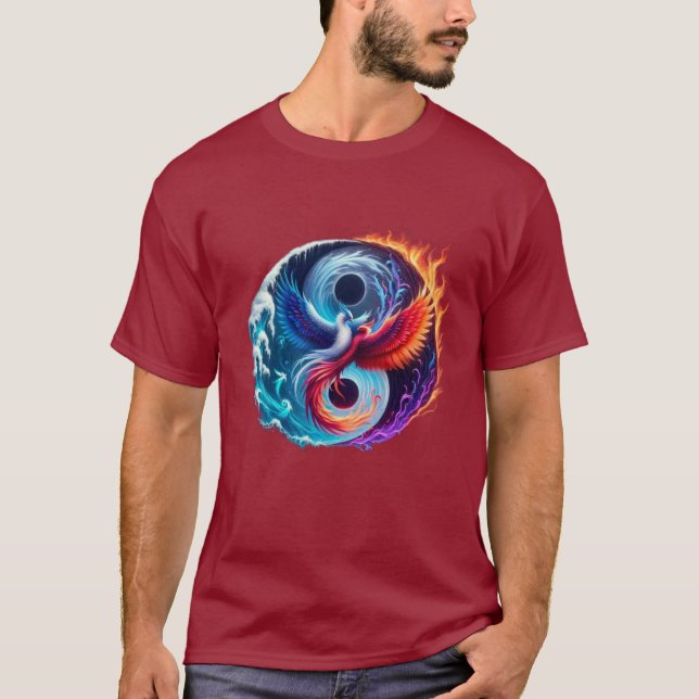 Phoenix & Drache Yin Yang T-Shirt  (Vorderseite)