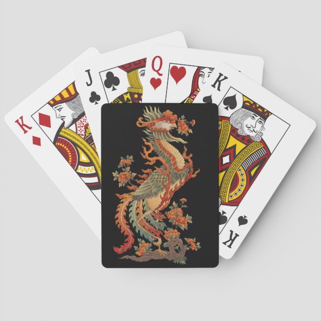 Phoenix Feng Chinesisches Heiligtier Spielkarten (Rückseite)