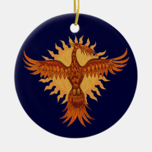 Phoenix-Feuer-Vogel-Weihnachtsbaum-Ornament-Design Keramik Ornament