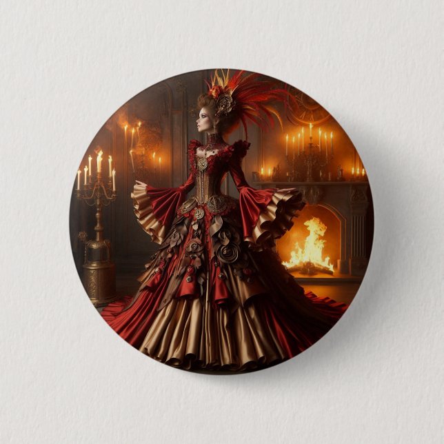 Phoenix-Feuerkönigin Steampunk viktorianisch indus Button (Vorderseite)