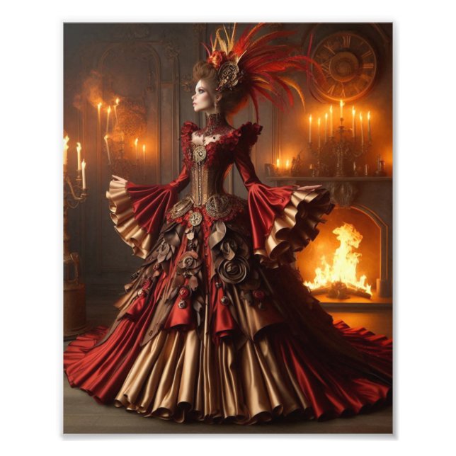 Phoenix-Feuerkönigin Steampunk viktorianisch indus Fotodruck (Vorne)