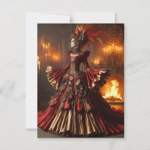 Phoenix-Feuerkönigin Steampunk viktorianisch indus Postkarte