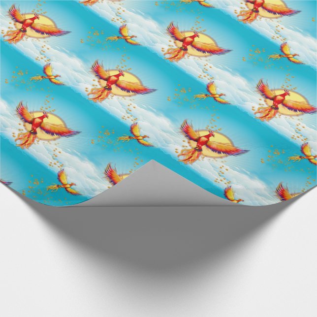 Phoenix-Feuervogel steigt Geschenkpapier (Ecke)