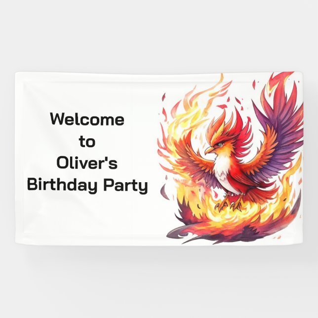 Phoenix Fire Bird Geburtstag Banner (Horizontal)