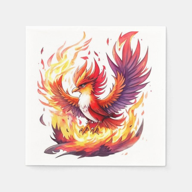 Phoenix Fire Bird Geburtstag Serviette (Vorderseite)
