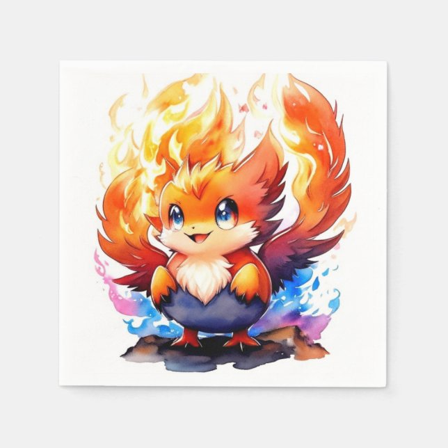 Phoenix Fire Bird Kindergeburtstag Serviette (Vorderseite)