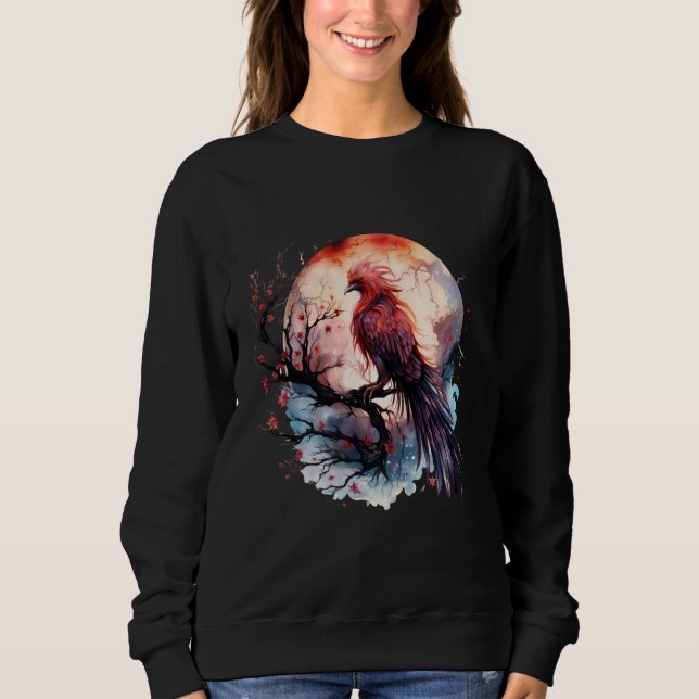 Phoenix Fire Phoenix Bird Mythic Bird Moon Sakur Sweatshirt (Vorderseite)