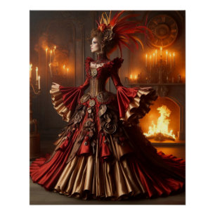 Phoenix Fire Queen Steampunk Viktorianisch Industr Poster