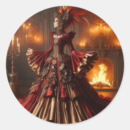 Phoenix Fire Queen Steampunk Viktorianisch Industr Runder Aufkleber