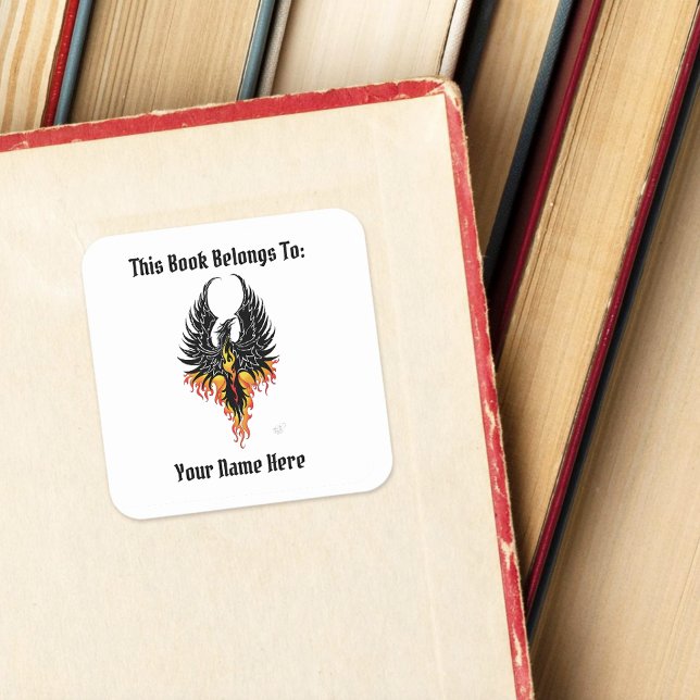 Phoenix Firebird Tribal Flames Buchzeichen Quadratischer Aufkleber (Von Creator hochgeladen)