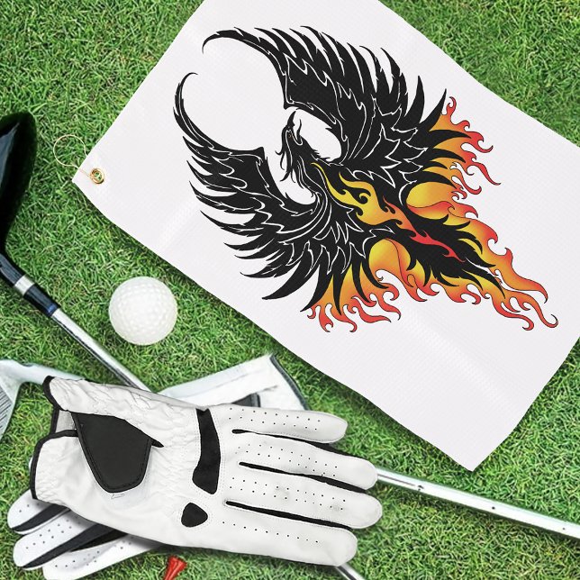 Phoenix Firebird Tribal Flames Golfhandtuch (Von Creator hochgeladen)