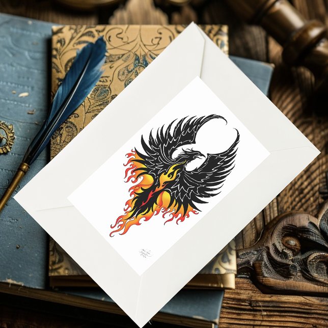 Phoenix Firebird Tribal Flames Rechteckiger Aufkleber (Von Creator hochgeladen)