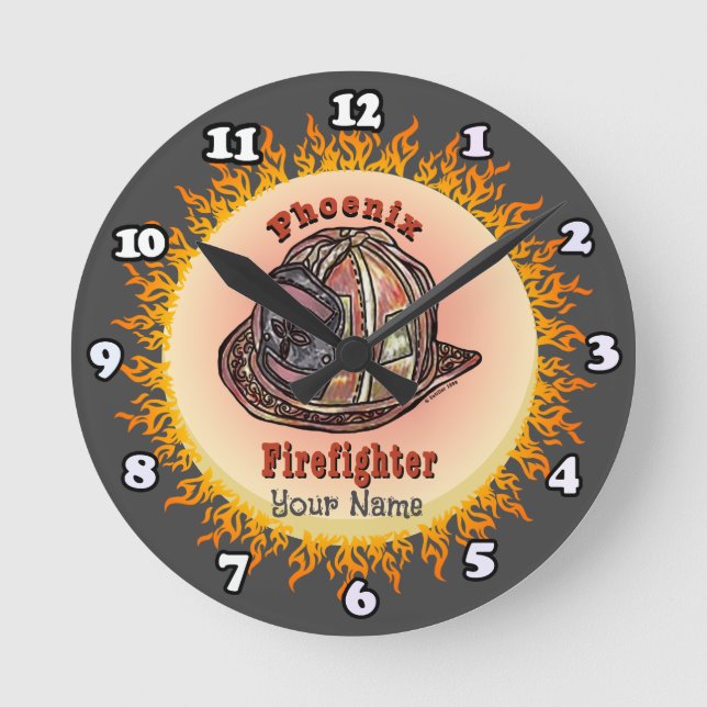 Phoenix Firefighter-Uhr Runde Wanduhr (Vorderseite)