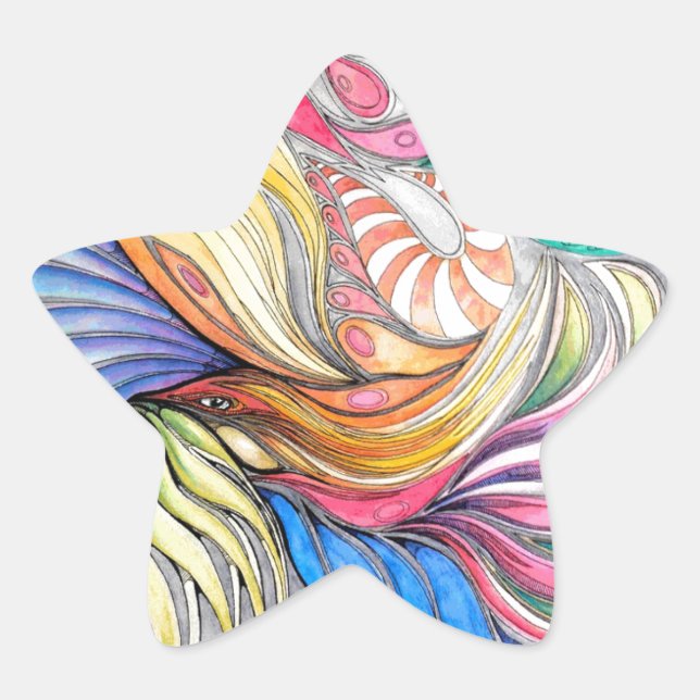 Phoenix Fronds Star Sticker (Vorderseite)