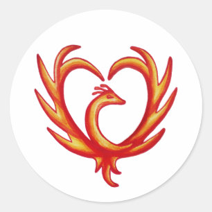 Phoenix Heart Runder Aufkleber