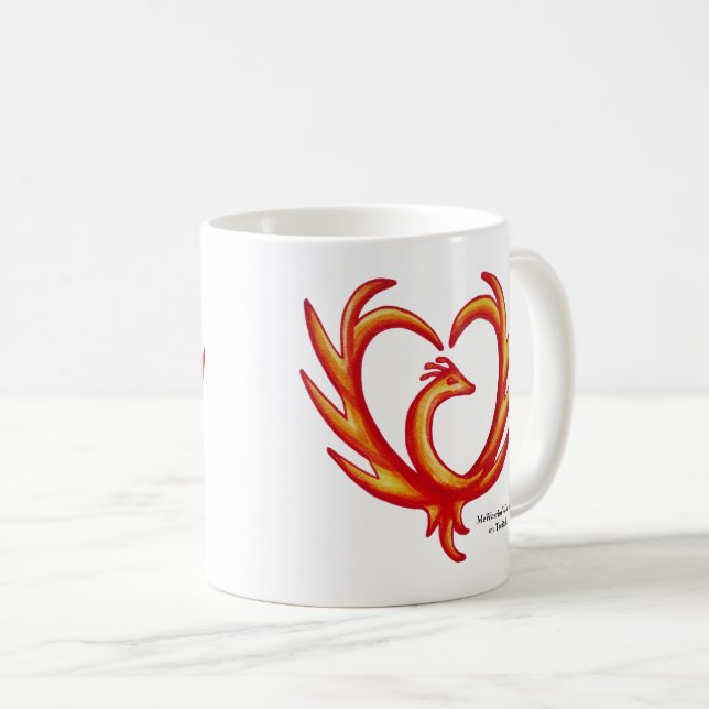 Phoenix Herz, MeWarriorFrau auf Twitch Kaffeetasse (VorderseiteRechts)