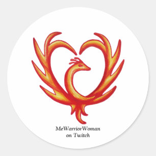 Phoenix Herz, MeWarriorFrau auf Twitch Runder Aufkleber