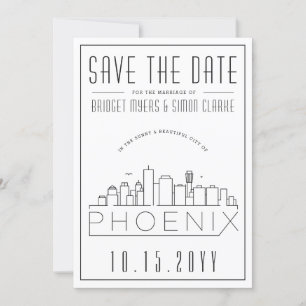 Phoenix Hochzeit stilisierte Skyline Save-the-Date Einladung