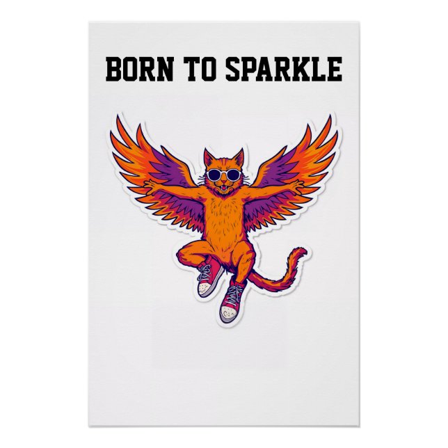 Phoenix-Katze Poster – Magisches Feuer-Kitty-Wandb (Vorderseite)