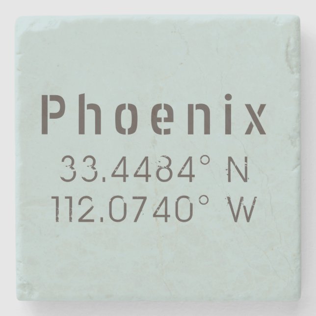 Phoenix Latitude Longitude Steinuntersetzer (Vorderseite)
