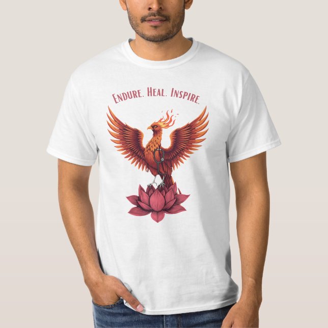 Phoenix Lotus Moon - Endure. Heile. Inspirier T-Shirt (Vorderseite)