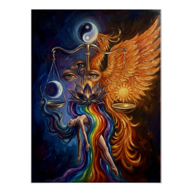 Phoenix & Lotus Spirituelle Kunst   Poster (Vorderseite)