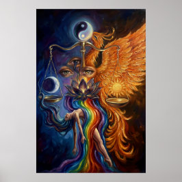 Phoenix & Lotus Spirituelles Kunstposter Poster