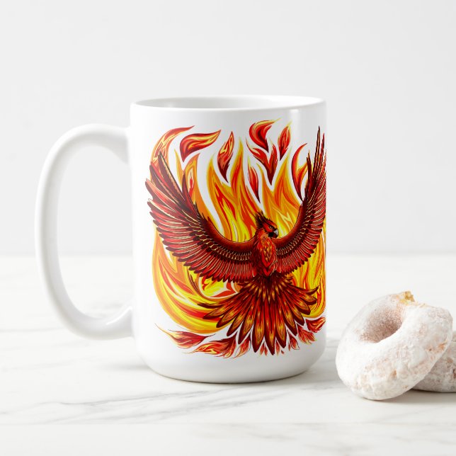 Phoenix mythologische unsterbliche Kreatur Kaffeetasse (Mit Donut)