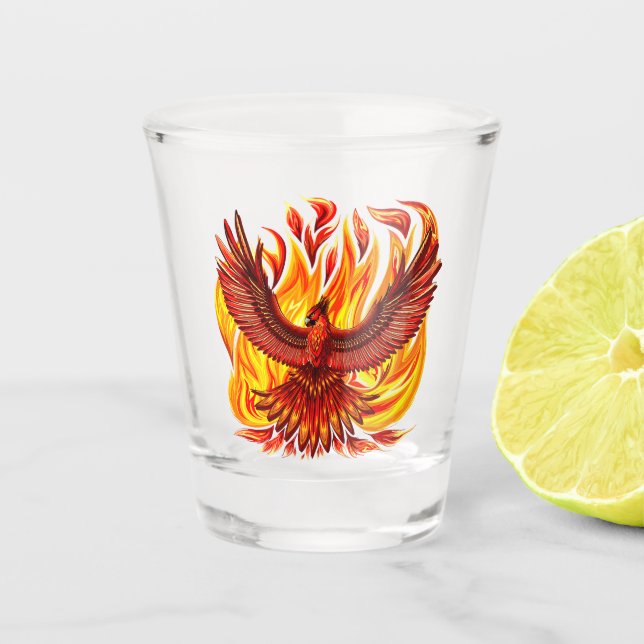Phoenix mythologische unsterbliche Kreatur Schnapsglas (Vorderseite)
