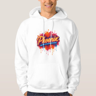 Phoenix Neon Graffiti - Retro Street Art Glow Hoodie
