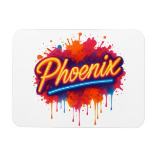 Phoenix Neon Graffiti - Retro Street Art Glow Tass Magnet