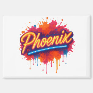Phoenix Neon Graffiti - Retro Street Art Glow Tass Magnet
