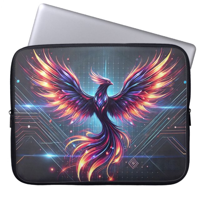 "Phoenix Neon Laptop Sleeve - Futuristic 15" (Vorderseite)
