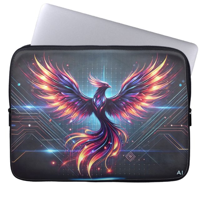 Phoenix Neon Laptop Sleeve - Futuristisch (Vorderseite)