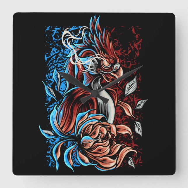 Phoenix Quadratische Wanduhr (Vorderseite)