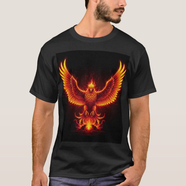 Phoenix Rebirth – Fiery Mythical Bird Rising from  T-Shirt (Vorderseite)