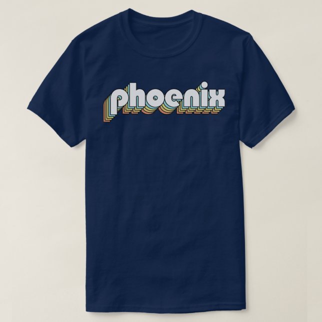 Phoenix Retro Rainbow Typografie verblasster Stil T-Shirt (Design vorne)