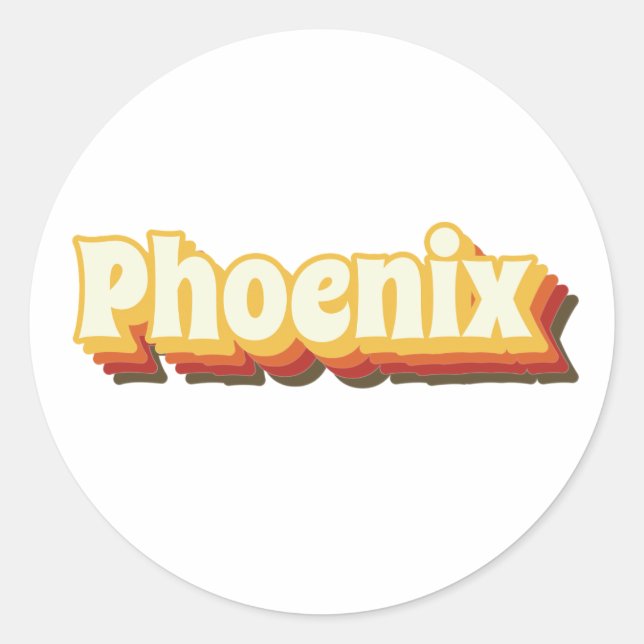 Phoenix Retro Vintage Text Runder Aufkleber (Vorderseite)