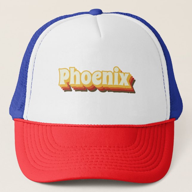 Phoenix Retro Vintager Text Truckerkappe (Vorderseite)