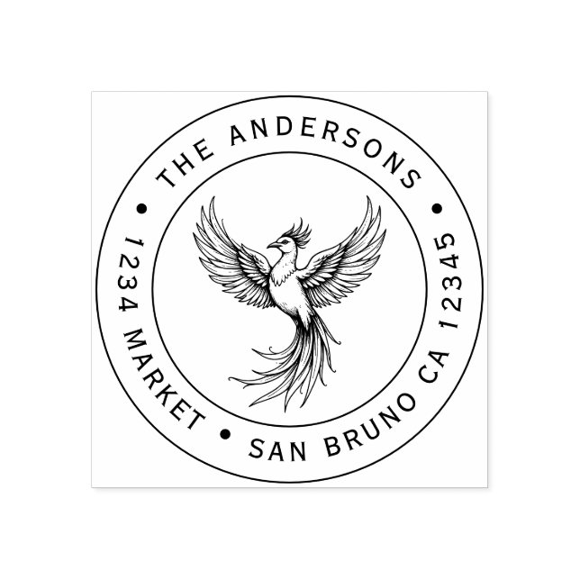 Phoenix Rising Address Briefmarke Gummistempel (Prägung)