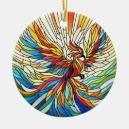Phoenix Rising - farbige Mosaikkunst Keramik Ornament