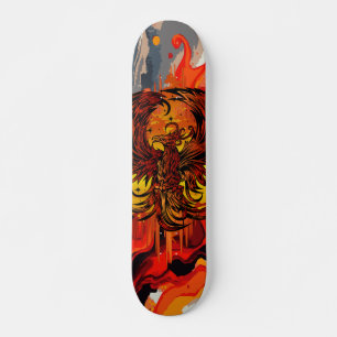Phoenix Rising Feuerkunst mit griffigem Farbsplash Skateboard