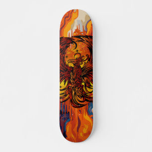 Phoenix Rising Feuerkunst mit lodernder Flammenmal Skateboard