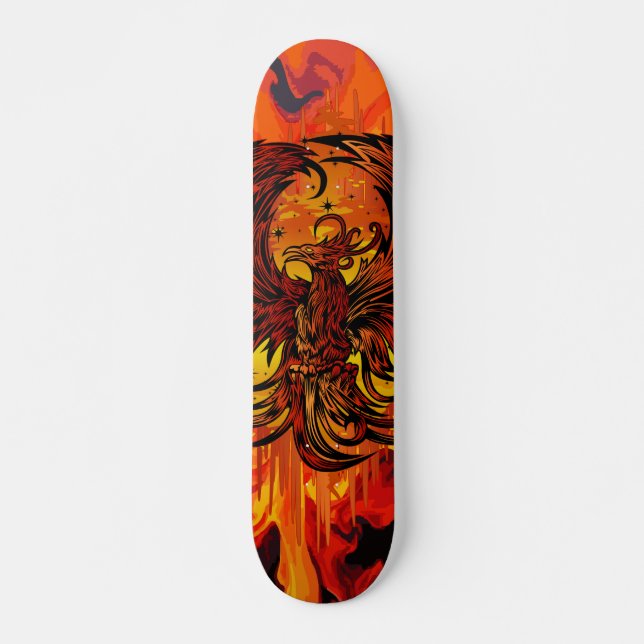 Phoenix Rising Fire Art with Explosive Paint Flame Skateboard (Vorne)