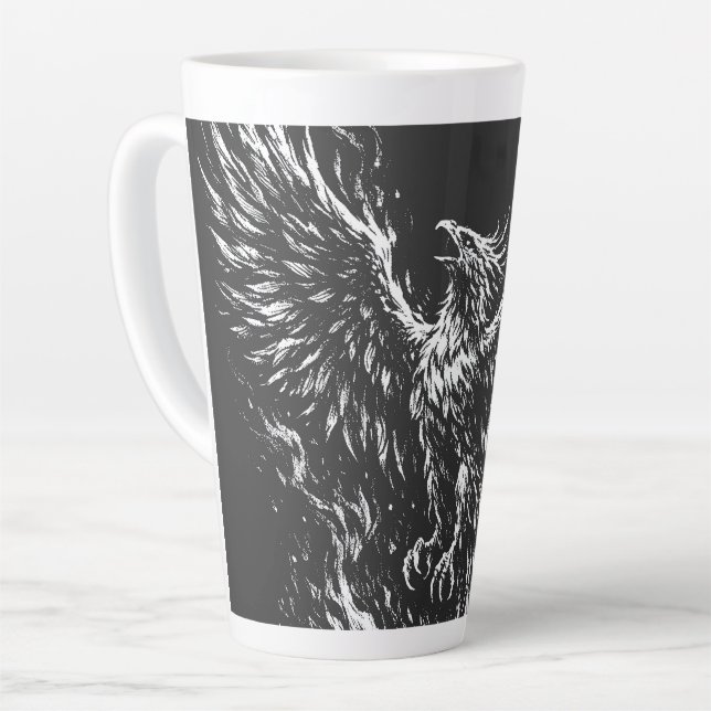 Phoenix Rising From the Flames von BurnsInHell Milchtasse (Linke Ecke)