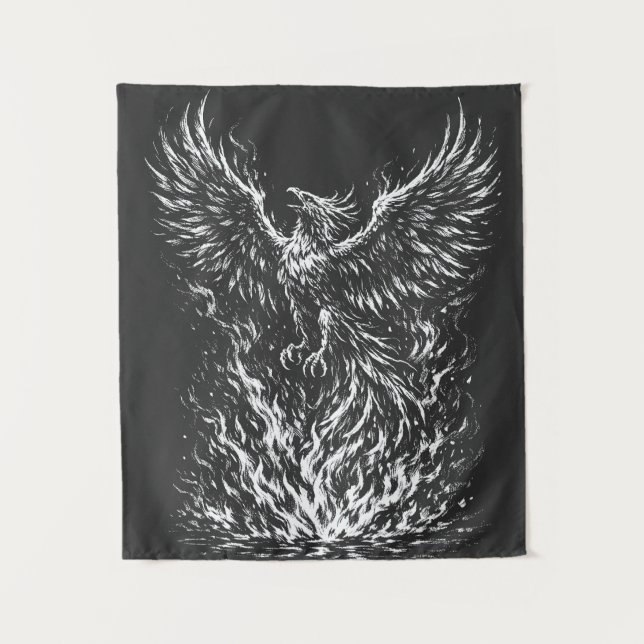 Phoenix Rising From the Flames von BurnsInHell Wandteppich (Vorderseite)