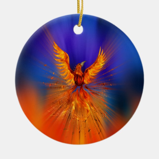 Phoenix Rising Keramik Ornament (Vorne)